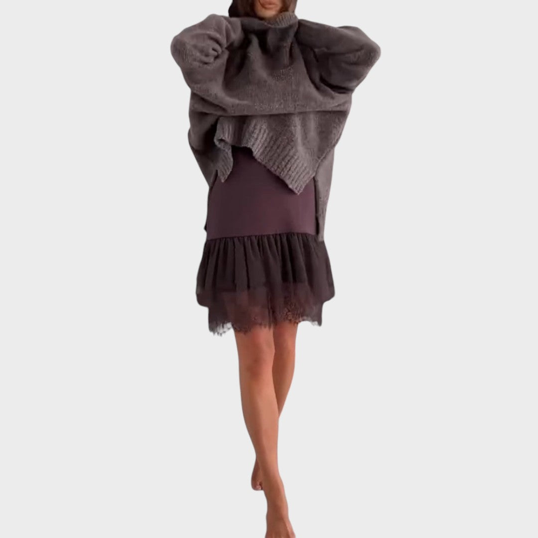 Bonnie – Oversized Knit and Lace Dress Set