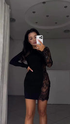 Amelia - Lace Accent Mini Dress