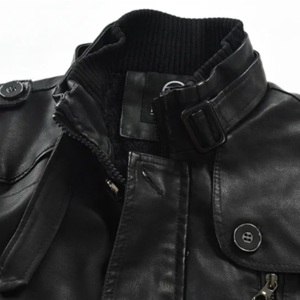 Nico - Elegant Long Leather Biker Jacket