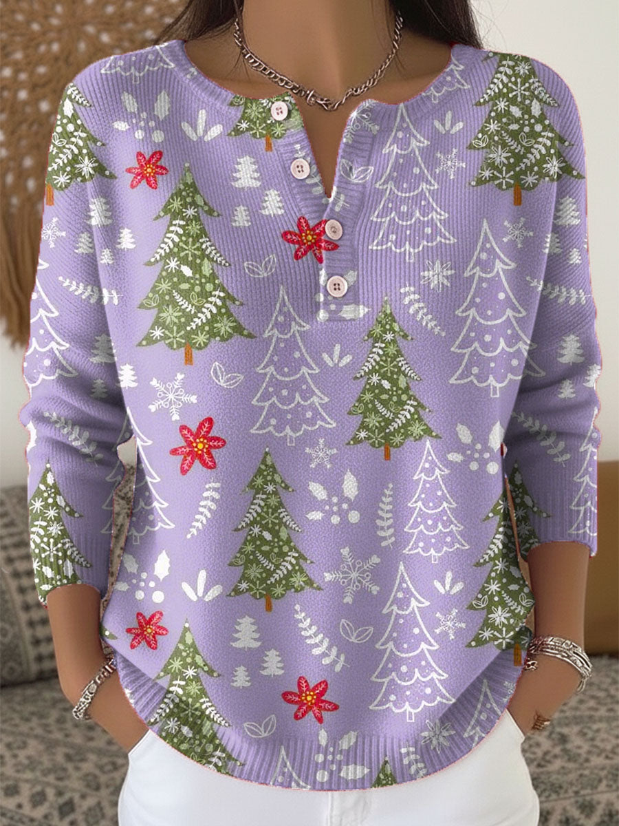 Alexandra - Festive Christmas Sweater With Buttons