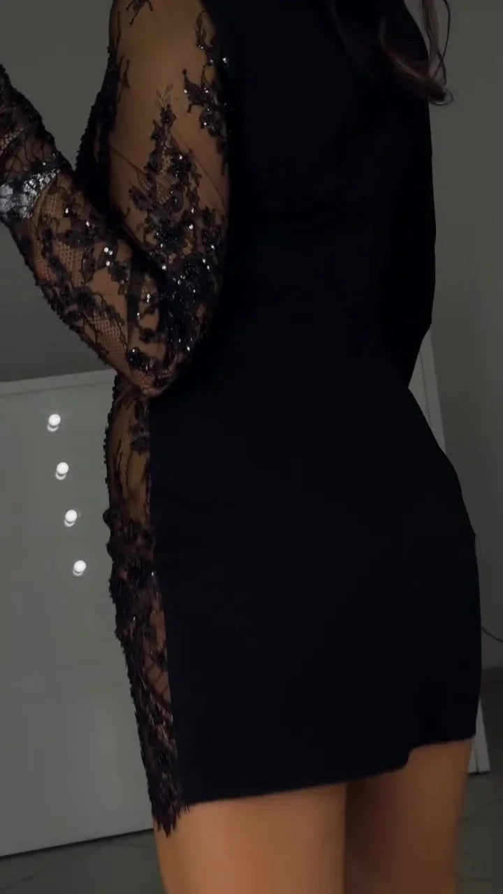 Amelia - Lace Accent Mini Dress