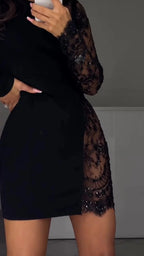 Amelia - Lace Accent Mini Dress