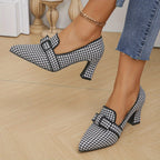 Leontine – Houndstooth Heeled Pumps