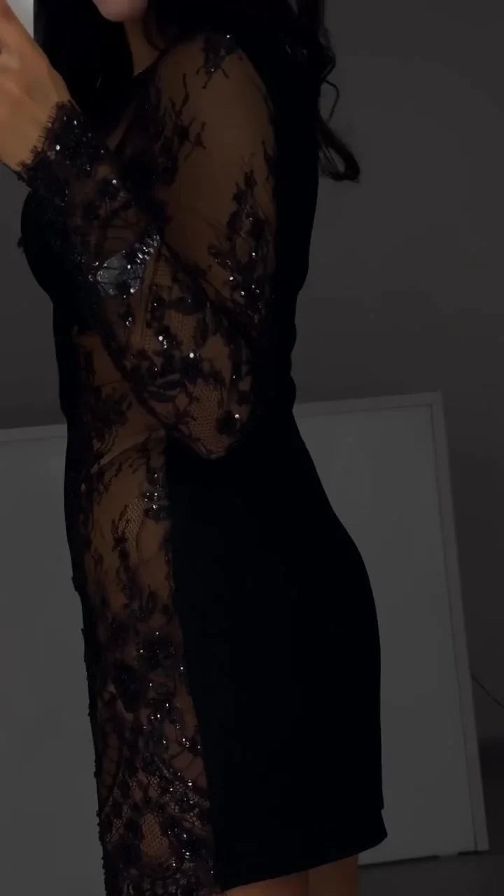 Amelia - Lace Accent Mini Dress