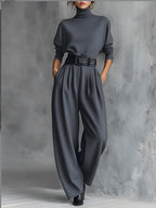 Mia – Polo Neck Straight-Leg Jumpsuit