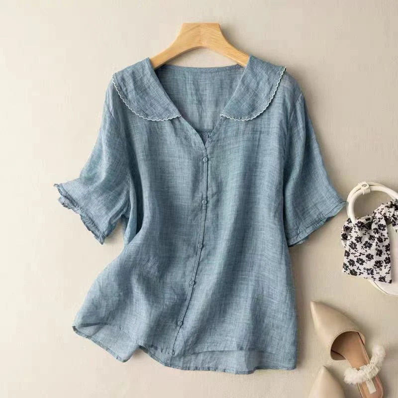 Selena™ Cotton Short Sleeve Blouse