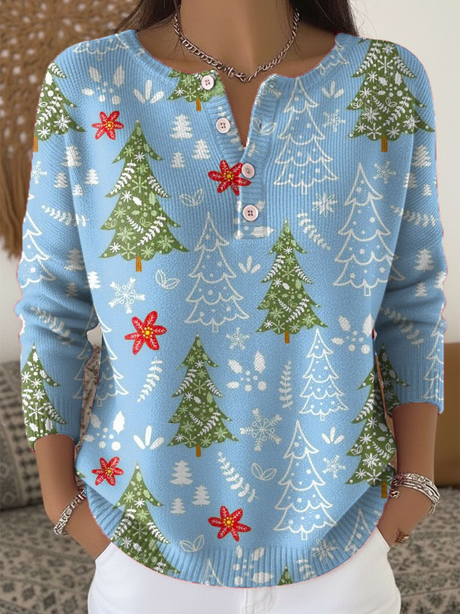 Alexandra - Festive Christmas Sweater With Buttons