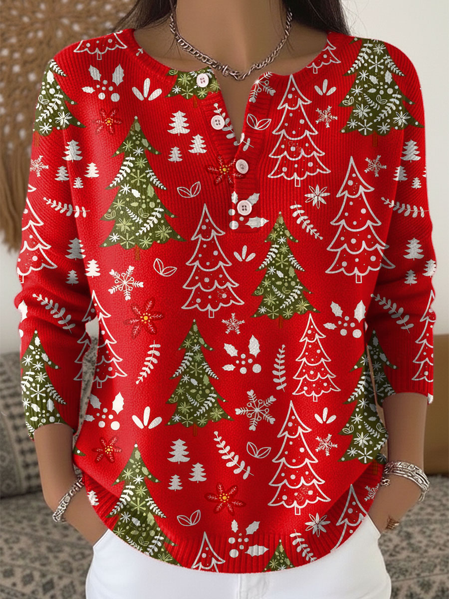 Alexandra - Festive Christmas Sweater With Buttons