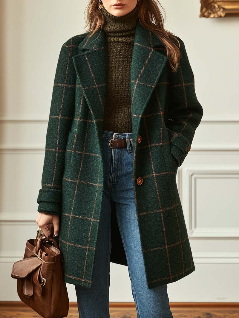 Kayla™ Retro Plaid Tweed Coat