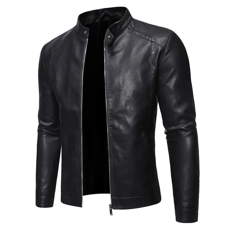 Louie - Standing Collar Leather Jacket