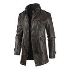 Nico - Elegant Long Leather Biker Jacket